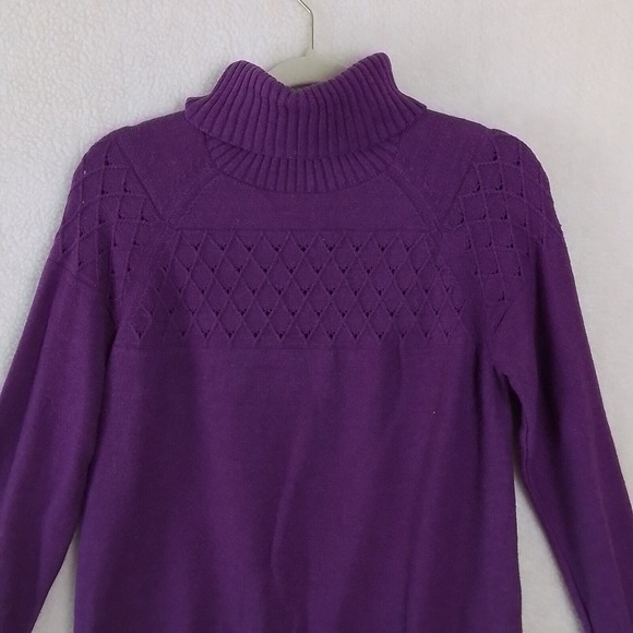 Banana Republic Cotton Blend Knit Turtleneck Sweater Size Petite Small in Purple - Picture 4 of 11